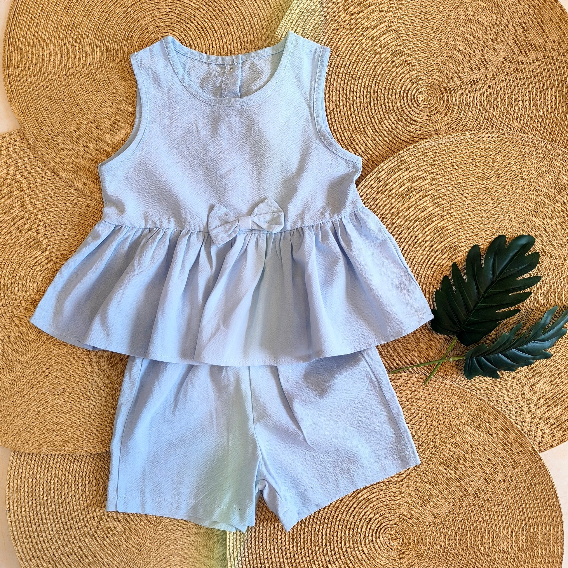 Blue Bow Set with Ruffle