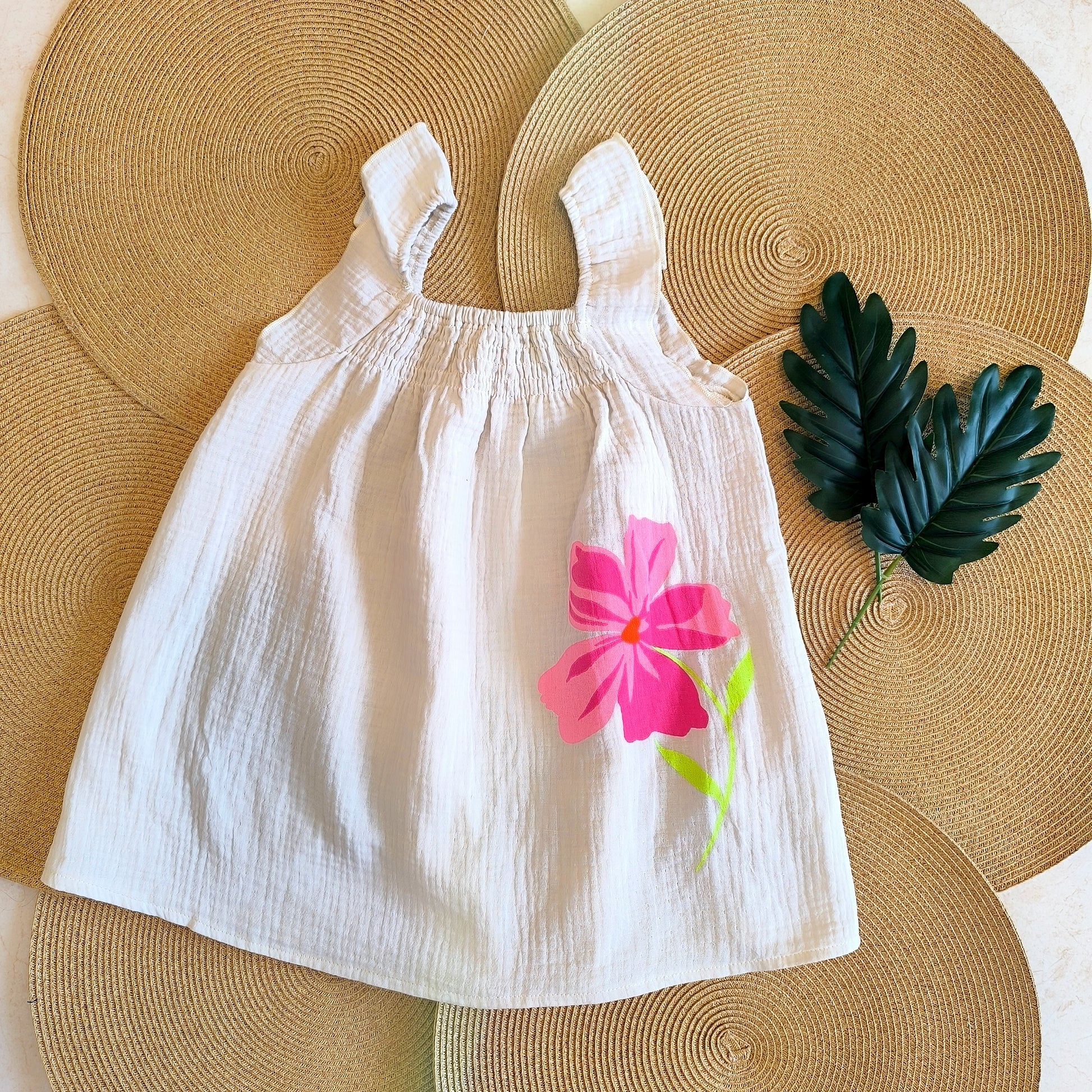 Cute Beige Dress W/ Floral Print