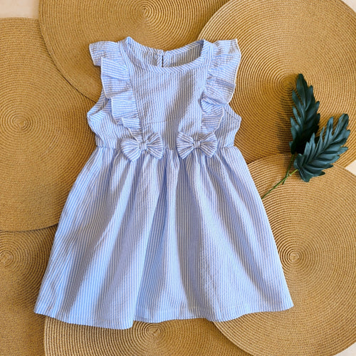 Blue Striped Dress with Headband